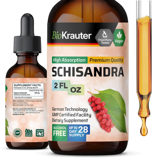 Organic Schisandra Tincture - Natural Adaptogen for Mood Support - Alcohol and Sugar Free Schisandra Berry Liquid