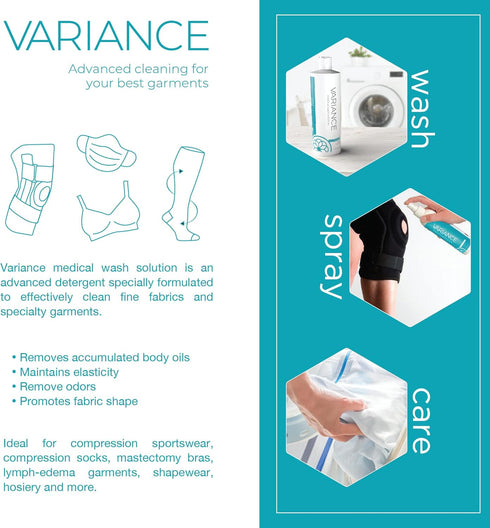 Variance by Forever New Medical Wash Solution, Fragrance Free, 16 Fl Oz, Advanced Detergent for Compression Wear