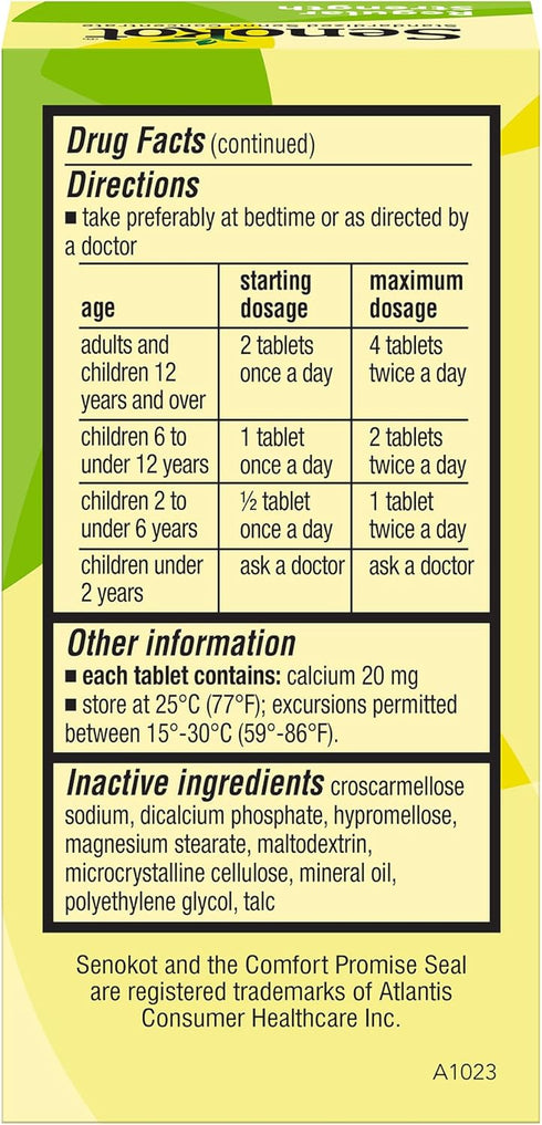 Senokot Regular Strength Tablets - Natural Vegetable Laxative Ingredient, 50 Count