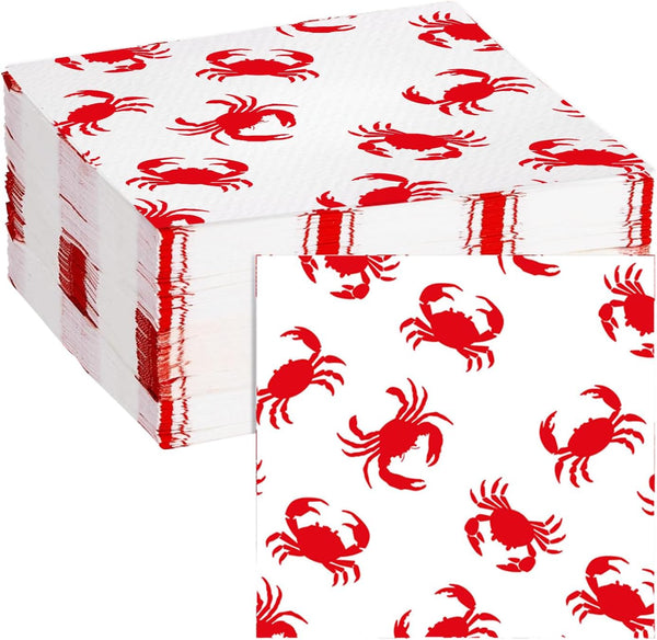 Lcnjscgo 50 Count Crab Napkins, 13 x 13 Inch Disposable Paper Napkins for