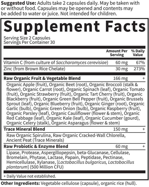 Garden of Life Zinc Supplements, 30mg High Potency, 60 Vegan Capsules - Vitamin C Multimineral for Skin Health