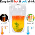 Ozera 100 16 Oz 100 Pcs Drink Pouches, Reusable Juice Pouches for Adults, Heavy Duty Plastic Smoothie Bags With Straws