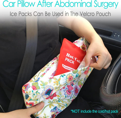 Pillow for Abdominal Surgery, Myomectomy Comfort Cushion with Pocket for Belly Incision Recovery Gifts, Sunflower