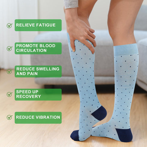 LIKAWEN 2 15-20 mmHg Pairs Bamboo Plus Size Compression Socks Wide Calf for Women and Men Knee High Support Stockings