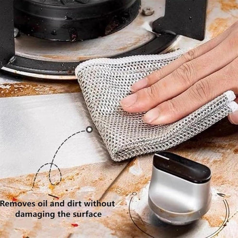 Multipurpose Wire Miracle Cleaning Cloths - Non-Scratch Scrubbing Wire Dishwashing Rags for Kitchen (5Pcs)