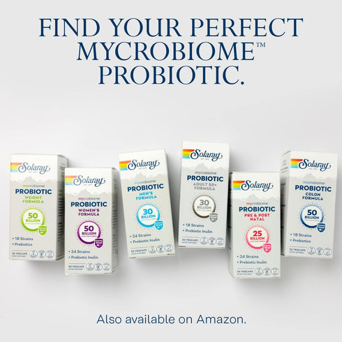 SOLARAY Mycrobiome Probiotic Women’s Formula, 50 Billion CFU, 24 Strains Plus Prebiotic Inulin, 30 Servings