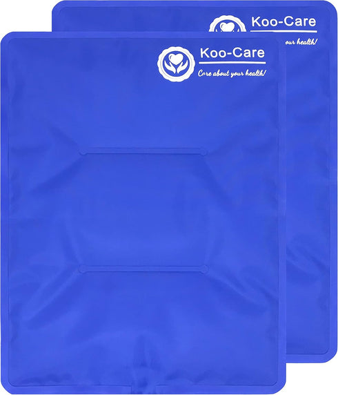 Koo-Care Reusable Large Gel Ice Pack, Hot Cold Compress for Injuries, Fits Shoulder, Arm, Back, Knee, Pack of 2 (11" x