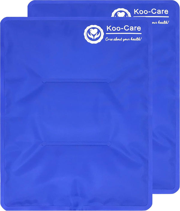 Koo-Care Reusable Large Gel Ice Pack, Hot Cold Compress for Injuries, Fits Shoulder, Arm, Back, Knee, Pack of 2 (11" x