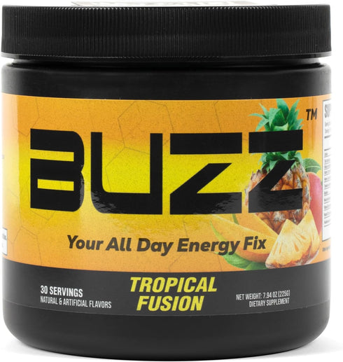 Energy Drink Powder - Sugar-Free Energy Boost Drink Mix with Antioxidants - 30 Servings, 8 Ounces (Tropical Fusion)