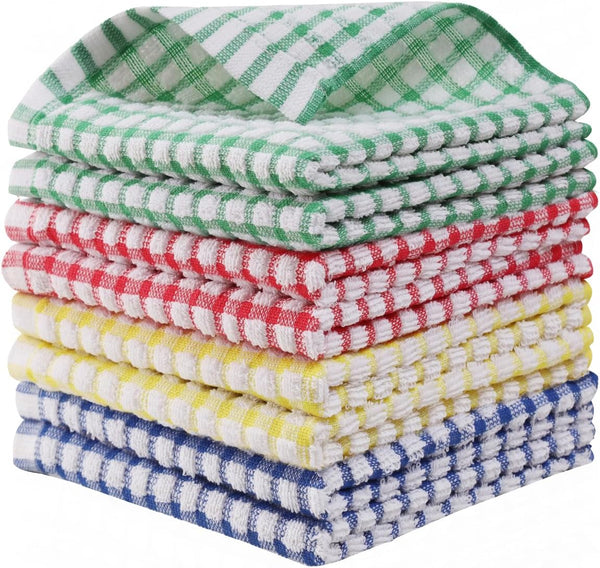 Egles 8 Packs Kitchen Dishcloths 12x12 Inches, 100% Cotton Dish Cloths for Washing Dishes, Scrubbing Wash Cloths (Mix