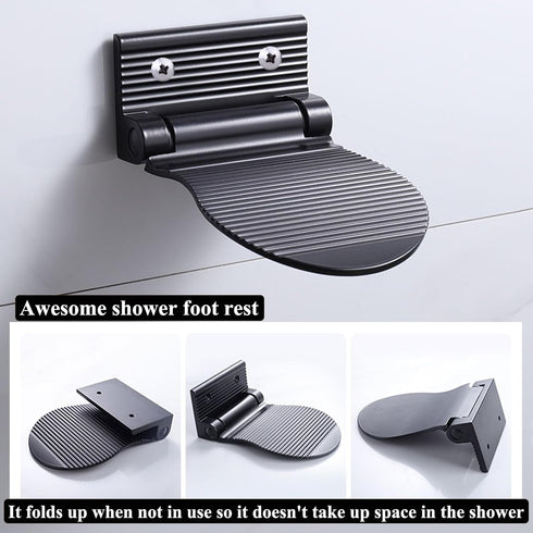 RAIKEDR Shower Foot Rest, Shaving & Washing Foot Rest, Heavy Duty Aluminum Alloy Shaving Shelf Fold-Up for Shaving Legs