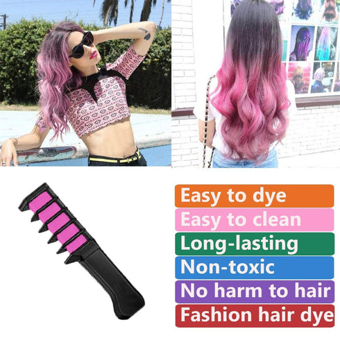 New Hair Chalk Comb Temporary Hair Color Dye for Girls, Washable Hair Chalk for Ages 4-12
