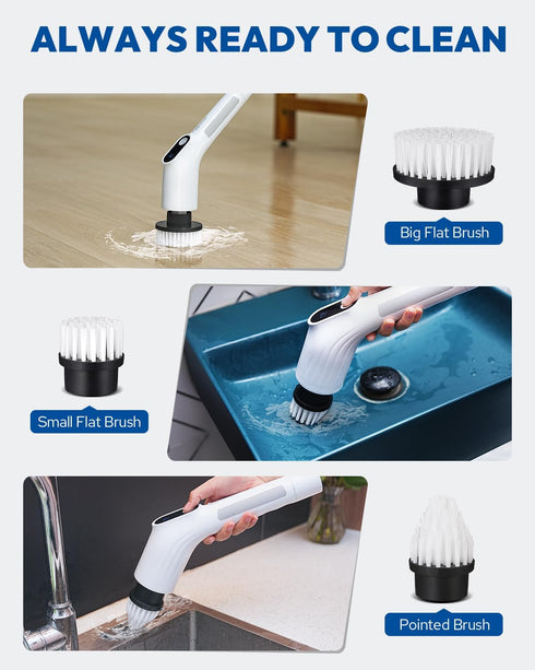 IPX7 7 2 Electric Spin Scrubber for Cleaning - Upgraded Cordless Cleaning Brush Scrubber - Waterproof Power Scrubber