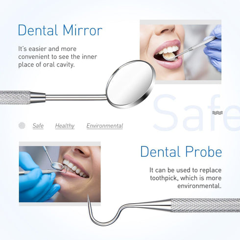Oral Dental Care Kit for Teeth Cleaning - Whitening Calculus Tartar Tools, Mirror for Personal & Pets Use