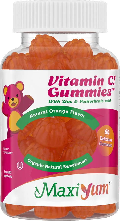 Vitamin C Gummies with Zinc - Maxi-Health, 60 Fruit Shaped Gummies for Immune Support