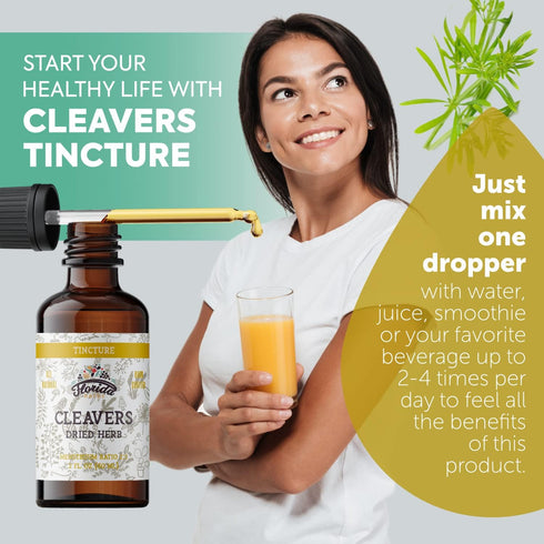 Organic Cleavers Tincture, Cleavers Extract Drops (Galium aparine) Dried Herb