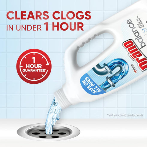 Drano Balance Unscented Liquid Clears Clogs In Under An Hour All Pipes Normal