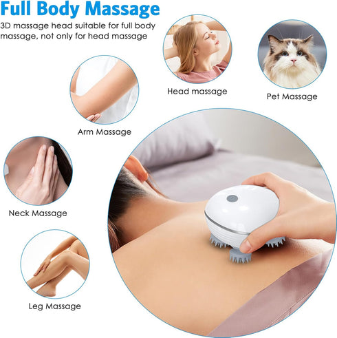 Newest Handheld Pet Massager for Dogs and Cats, Portable Electric Massager with 4 Rotating Heads for Muscle Relief