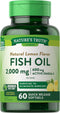 Fish Oil 2000 mg Softgels, 60 Count, Burpless Lemon Flavor, Non-GMO and Gluten Free Omega 3 Supplement