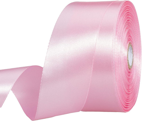 YASEO 1 1/2 Inch Pink Solid Satin Ribbon, 50 Yards, for Gift Wrapping, Floral Bouquets, Wedding Decoration