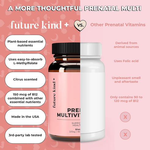 Omega-3 (60 Future Kind Prenatal Vitamin - Pregnancy, Lactation, and Wellness Support with DHA & L-Methylfolate
