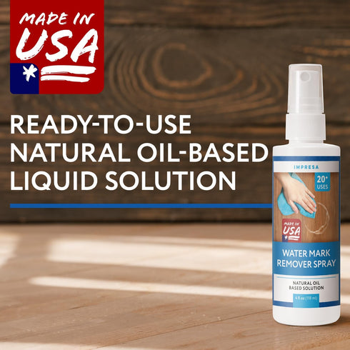 IMPRESA 4oz Water Mark Remover Spray for Wood - Restore & Protect Water Stain Remover for Wood Furniture Cleaner