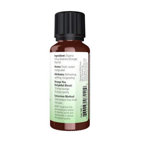 NOW Essential Oils Organic Orange Oil, 100% Pure, 1-Ounce, Uplifting Aromatherapy Scent