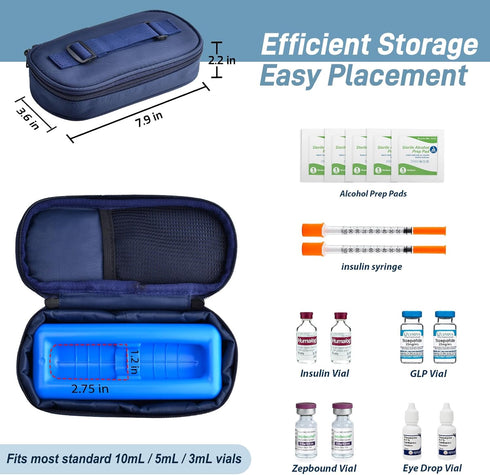 Pack Cruxer Insulin Vial Cooler Travel Case,Diabetes Carrying Insulated Bag for Supplies Keep Medicine Cool,Diabetic