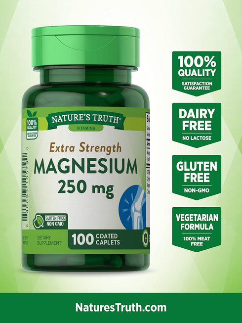 Magnesium Oxide 250 mg | 100 Caplets, Vegetarian, Non-GMO & Gluten Free Supplement by Nature's Truth