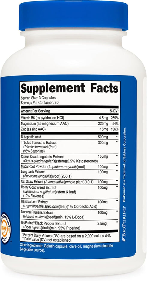 Nutricost Testosterone Support Complex - 90 Capsules, 1800mg Per Serving