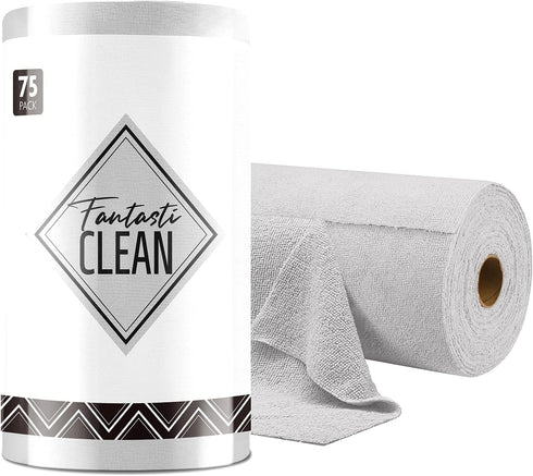 Microfiber Cleaning Cloth Roll - 75 Pack, 12" x 12", Reusable Washable Rags (Grey), Tear Away Towels