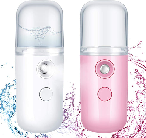 Honoson 2 Pieces Nano Facial Mister, 30 ml Mini Face Humidifier, USB Rechargeable Skin Care Machine