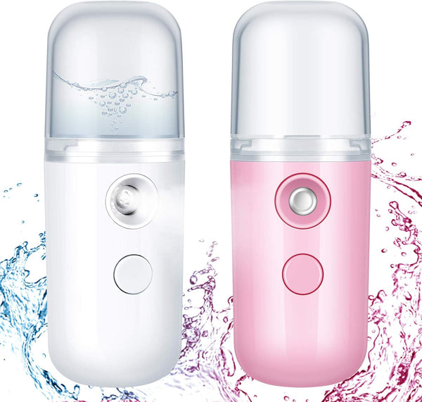 Honoson 2 Pieces Nano Facial Mister, 30 ml Mini Face Humidifier, USB Rechargeable Skin Care Machine