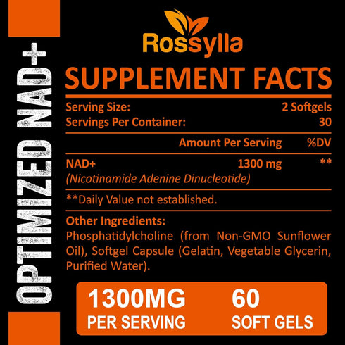 1300 MG Liposomal NAD+ Supplement, 120 Count, Highest Absorption for Aging Defense & Longevity