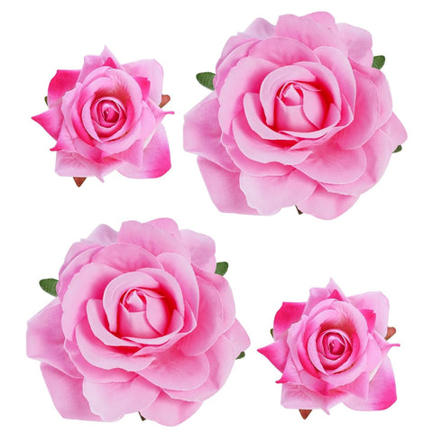 Rose Hair Clip Flower Hairpin, 4 Pcs Fabric Rose Brooch Floral Clips for Women Girls Wedding Party Mother's Day (2