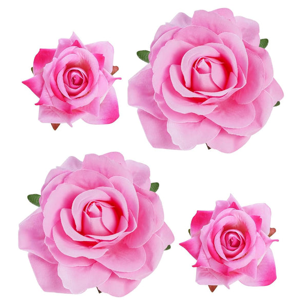 Rose Hair Clip Flower Hairpin, 4 Pcs Fabric Rose Brooch Floral Clips for Women Girls Wedding Party Mother's Day (2