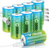 volkate C Batteries 8 Pack, USB Rechargeable Lithium C Cell Batteries with Charging