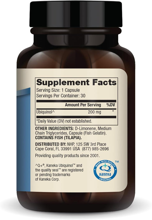 Dr. Mercola Ubiquinol, 200 mg Per Capsule, 30 Servings (30 Capsules), Dietary Supplement for Energy Production, Non-GMO