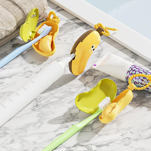 SOMUMOK Cartoon Banana Shape Toothbrush Head Protector Cover Portable Holders for Travel Bathroom Storage Case