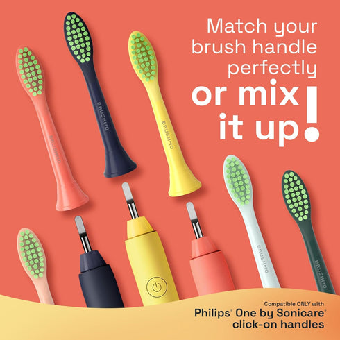 HY1022, 4 BM124m, Brushmo Replacement Toothbrush Heads, Compatible with Philips One for Sonicare Electric Toothbrush