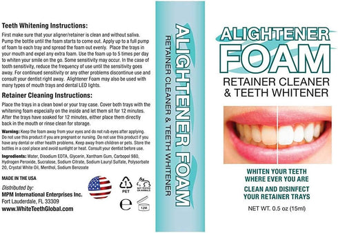 Alightener Foam - Whiten Your Teeth with Mouth Tray or Clear Dental Aligners, Mouth Trays Included