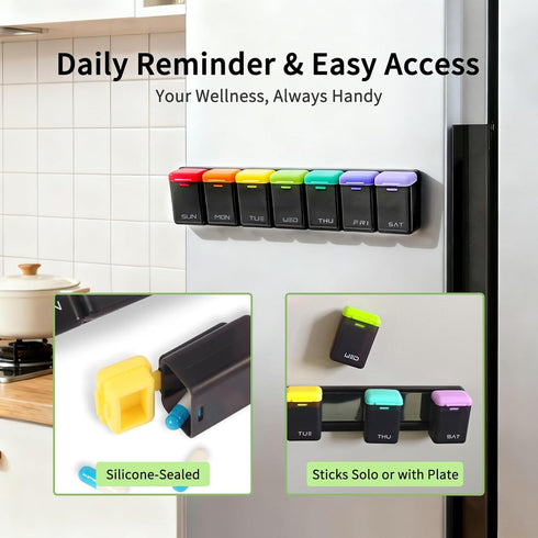 Wxyjxqy 1 7 1 Weekly Pill Organizer Time a Day Weekly Pill Organizer Magnetic Large Travel Pill Case, Week Once Daily