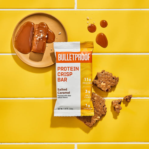 Bulletproof Salted Caramel Protein Crisp Bars, 12pk, High Protein & Low Sugar