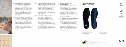 Pedag Summer Terry Cotton Sockless Insoles - Barefoot Insert, Washable, US Men 11/EU 44, Black