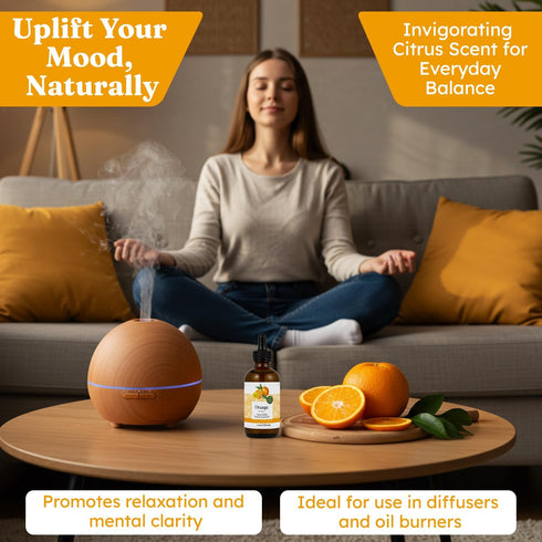 Halo Naturals 4oz Steam Distilled Orange Essential Oil - Premium Hair Growth Oil for Scalp Stimulation & Refreshing