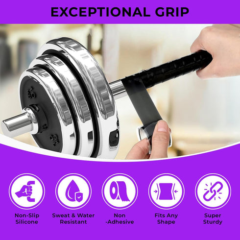 Silicon Grip Tape for Pull Up Bar - Non-Slip Fusion Silicon Wrap for Gym Equipment - Waterproof Rubber Tape 1 Inch X 10