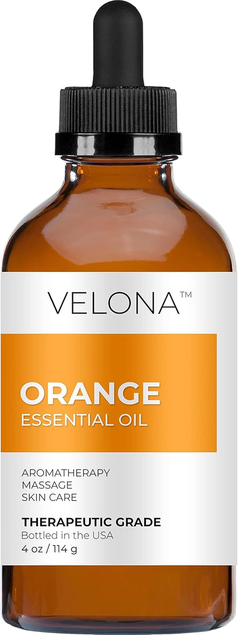 Velona Orange Essential Oil - 4 oz | 100% Pure Natural | for Aromatherapy, Massage, Skincare, Soapmaking