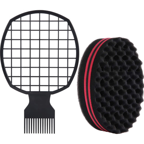 Leinuosen 2 Pieces Afro Twist Hair Comb, Wave Curl Brush Comb for Natural Coils (Black)