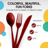 50 Pcs Disposable Burgundy Plastic Forks, Heavy Duty Burgundy Cutlery for Parties, Exquisite Flatware