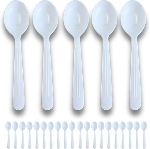 Plastic Utensils Spoon Individual Packaging - Silverware Bulk Pack Disposable Cutlery Party Supply Heavy Duty